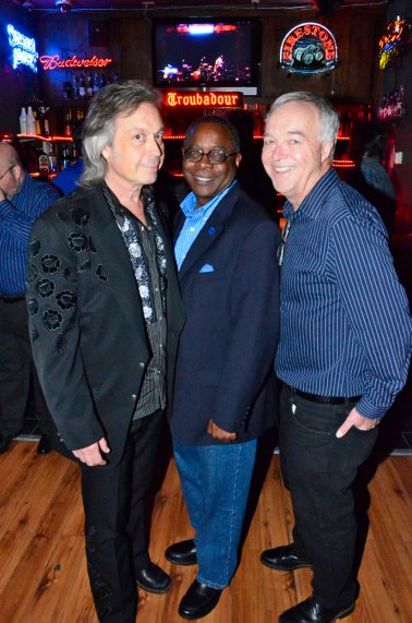 TSU President Sidney A. McPhee (left) with singer-songwriter Jim Lauderdale and Ken Paulson, dean of the College of Mass Communication, at the university’s Jan. 25 reception at the Troubadour Club in West Hollywood before the Americana Music Festival’s pre-Grammy salute to Phil Everly.