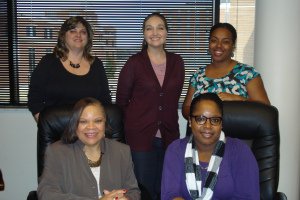 College of Mass Communication Academic Advisers: (Back row l-r) Nancy Stubblefied, Olivia Young, Hattie Traylor (front row l-r) Lucille Wilcox, Gia Jones