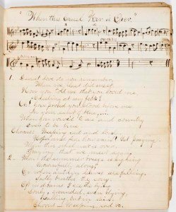 Charles Sanderson lived in Oak Hill, a villiage of Newton, Massachusetts.  This song book, dated Dec. 29, 1866, contains handwritten music and lyrics. The Civil War songs, which are mostly about death and loss, include titles such as "When Johnny Comes Marching Home," "O Wrap the Flag Around Me, Boys," "The Vacant Chair" and "The Dying Soldier."