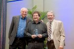 Pat Embry, director, John Seigenthaler Chair of Excellence in First Amendment Studies, left, Jim Ridley, Wall of Fame Inductee, center, and David Badger, School of Journalism faculty.